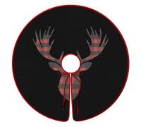 Red And Black Plaid Tartan Moose Head Funny Christmas Tree Skirt Red 36 Inches Xmas Tree Mat Funny Decor for Family Christmas Holiday