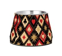 Red and Black Poker Board Grid Feed Dog Bowl Enhanced Stainless Steel Metal Pets Bowls for Slow Feed Cats Slow Down Eating
