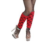 Red and black polka dot leg warmers