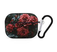 Red and Black Rose AirPod Pro Case, Anti Scratch Hard PC Cover with Keychain, AirPod Pro 2nd/1st Case Accessories for Women Men, Black-Style