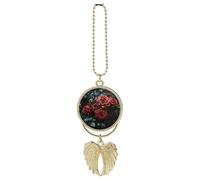 Red and Black Rose Car Hanging Pendant, Zinc Alloy Rearview Mirror Charms - Relieve Visual Fatigue, Vintage Keychain Pendant, Lucky Car Interior Hanging Decoration, Golden-Style