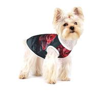 Red And Black Rose Cotton Sleeveless Dog Tee Shirt Pet Vest Apparel Printed Lightweight T-Shirts For Small