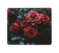 Red and black rose Mouse Pad with Stitched Edge, Comfortable Mouse Pads with Non-Slip Rubber Base Gaming Mouse Mat Washable Mousepads Computers Laptop Desk Accessories for Office 9.4"x7.9"