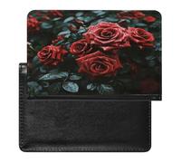 Red And Black Rose Passport Holder Passport Wallet Document Organizer Protector PU Leather Card Slot Travel Accessories