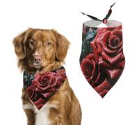 Red and Black Rose Pet Scarf Adjustable Pet Accessories Triangular Scarf Washable Floral Print Puppy Bib Bandana Stylish Comfortable Cat Scarves for Holiday Scarfs