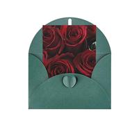 Red And Black Rose Print Blank Greeting Cards, Love Buttons, Pearl Paper Envelopes Suitable For Various Occasions - Anniversary Cards, Thank You Cards, Holiday Cards, Wedding Cards, Congratulations.