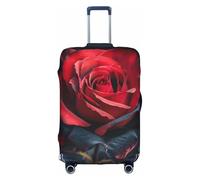 Red and black rose Print Decorative Travel Luggage Cover Concealed Zipper Suitcases Anti Scratch Dustproof, White, L