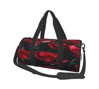(Red and Black Rose) Print Round Large Travel Bag - Multi-Compartment Organizer Lightweight for Trips & Sports