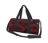 (Red and Black Rose) Print Round Large Travel Bag - Multi-Compartment Organizer Lightweight for Trips & Sports