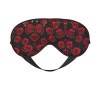 Red and Black Rose Print Satin Sleep Mask & Eye Mask | Deep Dream Sleep Masks for Women & Men | Soft Sleeping Eye Mask to Nourish Skin