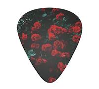 Red And Black Rose Printed Guitar Picks,12 Pack Personalized Guitar Picks For Bass Acoustic Guitar Electric Guitar Includes 0.46mm/0.71mm/ 0.96mm
