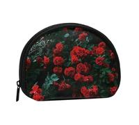 Red and Black Rose Printed Small Coin Purse, Semicircular Coin Wallet with Zipper Portable Mini Coin Pouch, Kids Purse for Women Men