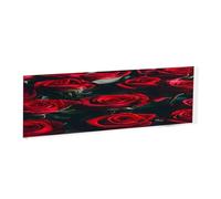 Red and black rose -Rectangular Acrylic Table Signs - Clear Custom Nameplates For Office Desk, Restaurant, Events - Smooth Edge Professional Signage.