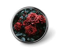 Red And Black Rose Round Badge for Men Women, Durable & Stylish Lapel Pins, Lightweight Metal Badges for Shirts, Jackets, Hats