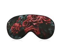 Red and Black Rose Sleep Mask for Women Men, Soft Eye Mask with Adjustable Strap for Sleeping, Light Blocking Travel Blindfold for Nap Comfortable Eye Cover for Home Office