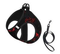 Red and Black Roses Print Soft Mesh Dog Harness and Leash Set Pet Puppy Cat Comfort Padded Vest No Pull Harnesses
