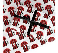 Red and Black Stripes Personalised Football Shirt Wrapping Paper Custom Birthday Gift Wrap - For Him Mens Dad Father's Day Christmas Boys Kids Adult - Any Name & Number - 3 Sheets (50cm x 65cm each)