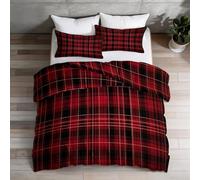 Red and Black Tartan Plaid Coverless Duvet Set King Size, Classic Buffalo Check Reversible Down Alternative Comforter, Lightweight Soft Geometric Bedding for Boys Men Bedroom Decor, Machine Washable