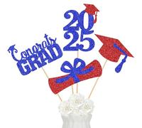 Red and Blue 2025 Graduation Centerpiece Sticks, Graduation Party Centerpieces for Tables 2025-24 Pcs