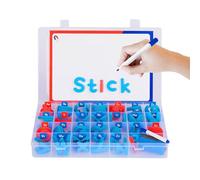 Red And Blue 208 EVA Classroom Magnetic Letters Kit Educational Alphabet Fridge Magnets Foam Double-Sided Magnetic Alphabet Stickers Magnetic Letters With Magnet Board For Preschoolers 35x22x5 Cm
