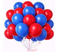 Red and Blue 5 Inch Balloons for Kids Party, Superhero Theme, Wedding, Graduation - 50 Pack Decorations