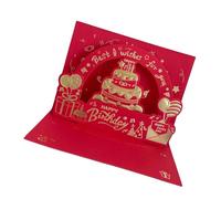 Red and Blue Birthday Card Beautiful 3D Birthday Greeting with Intricate Gold Foil and Gift Envelope Party
