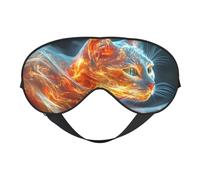 Red and Blue Cat Print Sleep Mask with Adjustable Strap, Comfortable Eye Cover for Travel, Yoga, Napping, Sleeping & Relaxation