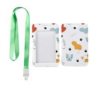 Red and Blue Dogs Badge Holder with Green Lanyard, Access Card Holder, Vertical ID Cards Protector for Staff, Vertical Cards Protector for Men, Nurse Accessories Work Paramedic Accessories