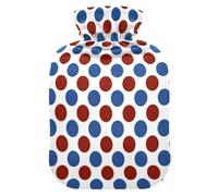 Red and Blue Dots 4th of July Independence Day Cute hot Water Bottle with Soft Cover, 2L hot Water Bags for Menstrual Cramps, Menstrual Cramps