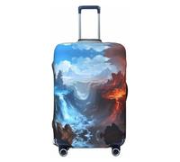 Red and Blue Fire Mountains Travel Luggage Covers - Elasticity Suitcase Covers Protector for Luggage 18-32 Inch