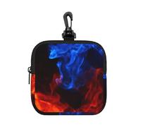 Red and Blue Flame, Coin Purse Square Zipper Storage Bag, Change Pouch with Lobster Buckle Clasp Buckle, Change Purse