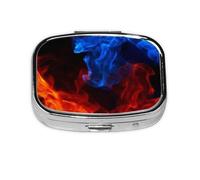 Red and Blue Flame,Meta Pill Box 2 Compartment Medicine Case,Portable Organizer,Rectangle Meta Portable Organizer Pill Box 2444 Compartment Medicine Case