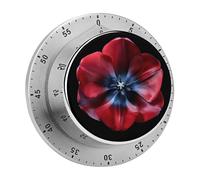 Red and Blue Flowers Kitchen Timer - Mechanical Visual Timer, Stainless Steel Digital Timers with Magnetic Base Egg Timers for Hard Boiled Eggs 60-Minute Countdown Kitchen Clock for Cooking