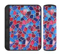 Red and Blue Geometric Pattern Stained Glass Style 2 pcs car seat Strap Pads Padded Protects Your Neck and Shoulders for Bag accesorios para carro