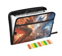 Red and Blue Ice and Fire Phoenix Document Folder 13 Pockets A4 Letter Size with Zipper Closure for Paperwork File Folder with Zipper carpetas de