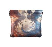 Red and Blue Ice and Fire Phoenix Women's Small Leather Change Purse Convenient Mini Coin Purse Pouches for Women