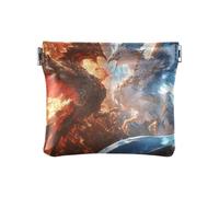 Red and Blue Ice and Fire Phoenix Women's Small Leather Coin Purse Wallet Fancy Mini Card Holder Wallet for Girls Ladies Handbag