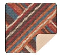 Red and Blue Knitted Stripes Large Stylish Baby Gym & Activity Mat for Floor Lightweight Foldable Baby Crawling Mat for Babies Infants Toddlers, 50'' x 50''gimnasio de actividades para