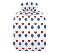 Red and Blue Love 4th of July Independence Day hot Water Bottle with Soft Cover, 2L hot Compress Bag for Sore Muscle, Sore Muscle