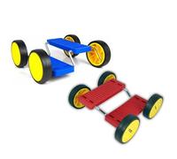 Red and Blue Pedal Go Vehicle Balance Circus Toy - Ride On Toy Prop 4 Wheels Stepper- Foot Pedal Scooter Balance Toy for Outdoor & Garden Games By Playlearn