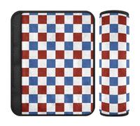 Red and Blue Plaid 4th of July Independence Day 2 Pack seat Belt Strap, Release Stress to Your Neck and Shoulders, car seat Shoulder pad for Truck Airplane Backpack 10x7.7 in