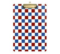 Red and Blue Plaid 4th of July Independence Day Acrylic clipboard Folio with Writing pad Standard Letter A4 Size Plastic for 5th Grade Classroom Essentials for Teachers Gold 12x9in Tabla para