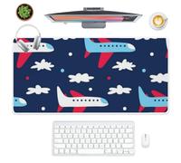 Red and Blue Planes Desk Pad Large Mouse Mat with Non-Slip Rubber Base Smooth Face Large Mouse Pad 80X30 CM Gaming Mousemat Desk Decor Accessories Gift Mousepad for School Home Office Gaming