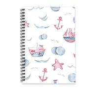 Red and Blue Sailing Boats 2026 Journal A5 To Do List Notebook Planners Diary 2026 Women Diary Journal for Holiday Week To View Monthly Year Planner with Dotted Line Note Page Slim