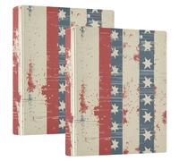 Red and Blue Star Stripes 1.5 Inch Binder 3 Ringing with Pocket Cover 1/2 Packs Office Binder Supplies Hardcover