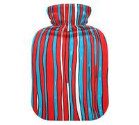 Red and Blue Stripe Pattern Doodle Art hot Water Bottles with Soft Cover, 1L hot Water Bags for Hot and Cold Therapies,Pain Relief,Bolsa de calor para Dolor Menstrual