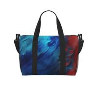 red and Blue Texture Printed Travel Duffel Bag for Women Men - Weekend Overnight Bags with Adjustable Shoulder Strap and Handle