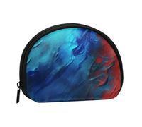 red and Blue Texture Prints Coin Purse Shell Mini Pouch Wallet Change Bag for Women Girls Kids