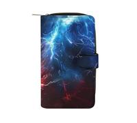 Red and Blue Thunder Fashion Wallet Credit Card Holder Slim Coin Pocket Purse Handheld Phone Bags for Women Men 8×4.5×1.5 Inches