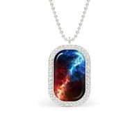 Red And Blue Thunder Funny Pendant Necklace for Women Personalized Fashion Jewelry Diamond Necklaces for Wedding Birthday Gold Silver